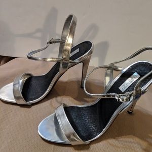 Sliver heeled sandals brand new sz12, fits like 11